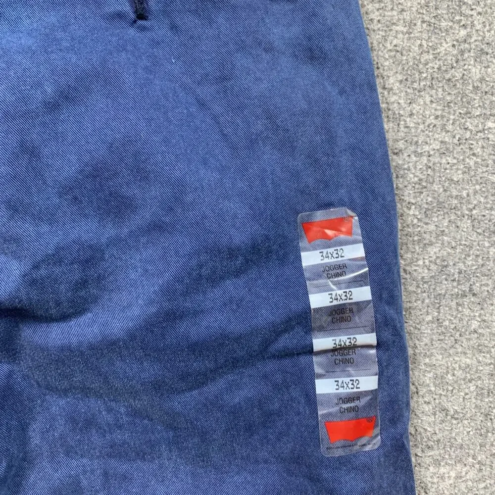Levis Chino Joggers Mens 34 Blue Regular Fit Tapered Leg Ribbed Cuff Denim